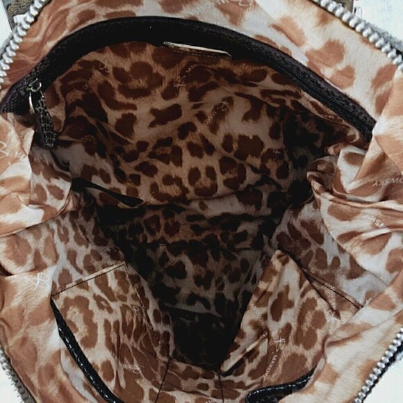 B MAKOWSKY Brown Pebble Leather and Snakeskin Embossed Leather Shoulder Bag - Picture 14 of 16